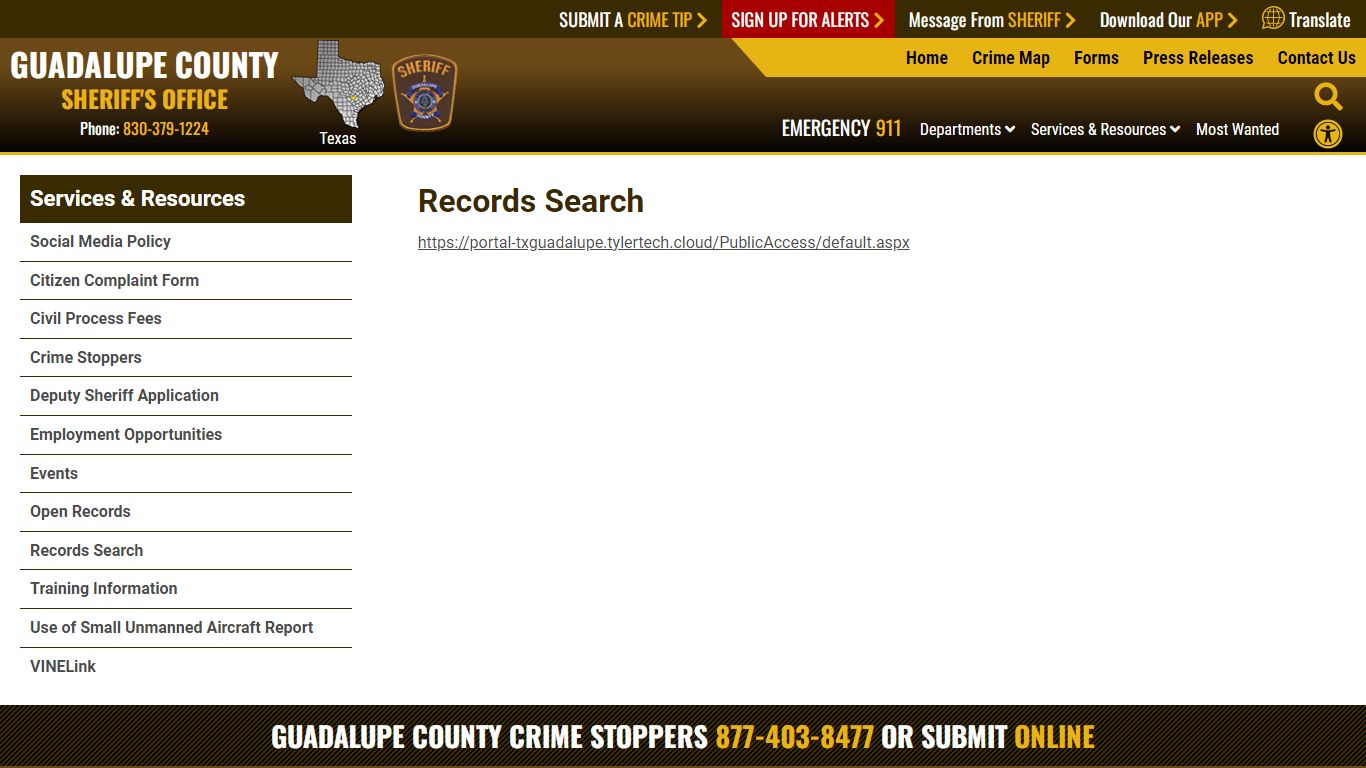 Records Search | Guadalupe County TX Sheriff's Office